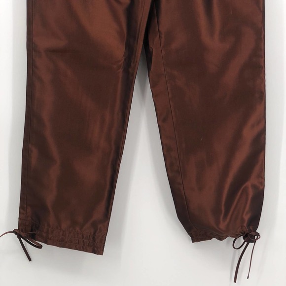 SoCa St John Metallic Pants Drawstring Tie Hem & Waist Pleated Front Brown 4 - Picture 3 of 8
